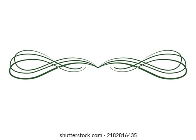Green text divider, page separators design. Line border, laurel, organic frame with plant. Floral decorative element. Natural flourishes, curve line vector collection isolated on white