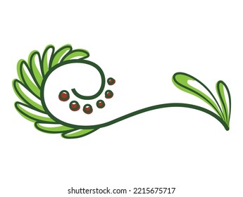 Green text divider, page separators design. Line border, laurel, organic frame with plant. Floral decorative element. Natural flourishes, curve line vector collection isolated on white