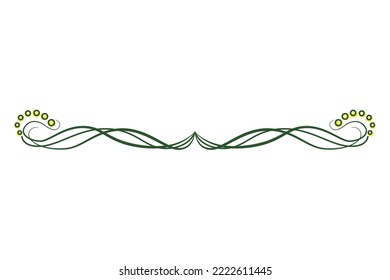 Green text divider, page separators design. Line border, laurel, organic frame with plant. Floral decorative element. Natural flourishes, curve line vector collection isolated on white