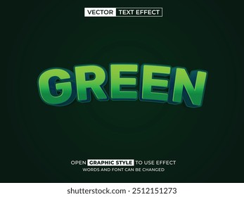 green text effect, font editable, typography, 3d text. vector template