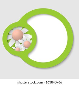 green  text frame with flowers