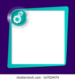 green text frame and transparent circles with cogwheels