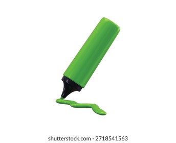 Grüner Text Marker Stift Symbol 3D Rendering Konzept von Pastellstift für Textur Unterstreichung Effekt einzelne Stift Symbol Vektorgrafik