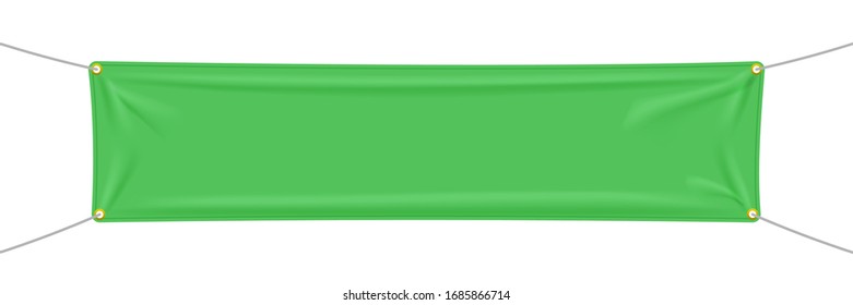 Green textile banner with folds