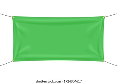 Green textile banner with folds