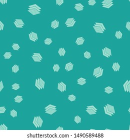 Green Textile fabric roll icon isolated seamless pattern on green background. Roll, mat, rug, cloth, carpet or paper roll icon.  Vector Illustration
