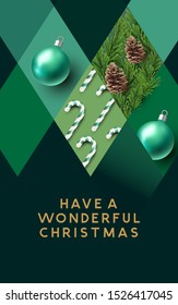A green texture abstract christmas background layout. Vector illustration.