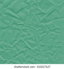 Green texture of crumpled paper. Vector illustration.