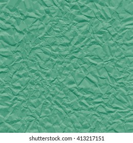 Green texture of crumpled paper. Vector illustration.