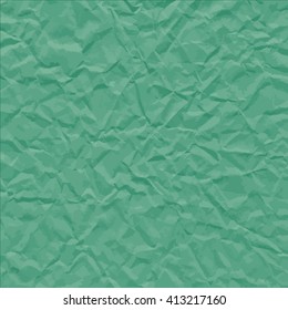 Green texture of crumpled paper. Vector illustration.