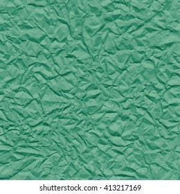 Green texture of crumpled paper. Vector illustration.