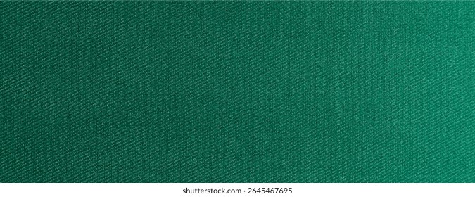 Green textured background with a diagonal fabric pattern. The background is green, creating a stylish and uniform appearance. Minimal fabric vector background, simple fabric texture wallpaper