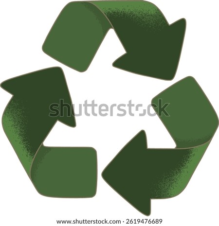 Green textured recycle icon vector, perfect for social media, eco projects, environmental campaigns, sustainability branding, education, and zero waste movement graphics.