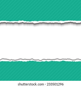 Green textured torn paper strips with space for your text. Vector EPS10 illustration. Design elements - colored paper with ripped edges