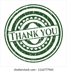 Green Thank you distress rubber grunge seal