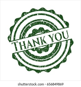 Green Thank you distressed rubber grunge seal