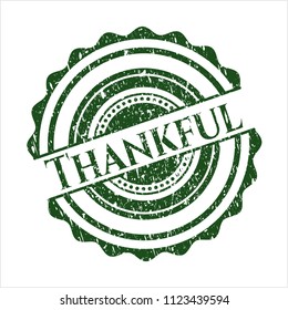 Green Thankful rubber seal with grunge texture
