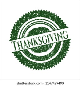 Green Thanksgiving distress rubber seal with grunge texture