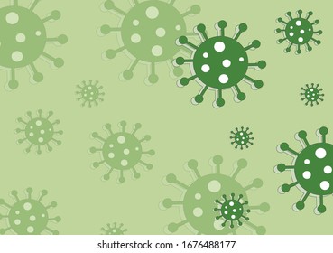 green them background with virus icons vector