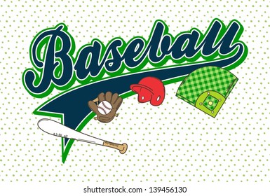 Green Theme Baseball League Art Text