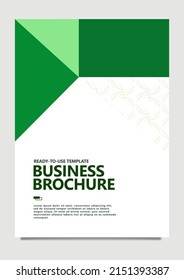 Grünes Thema Business Broschüre Vektorvorlage mit Blättermuster. Geeignet für Geschäftsbericht, Zertifikat, Firmenprofil, Geschäftsvorschlag und Werbemedien.