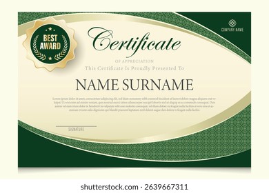 green theme certificate design, modern, luxury.