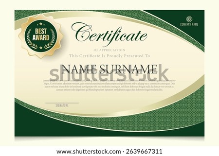 green theme certificate design, modern, luxury.