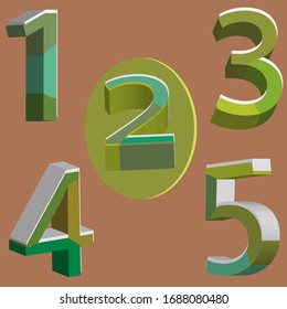 Green themed multicolor 3D numbers in various perspectives.