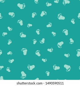 Green Thermometer and cloud icon isolated seamless pattern on green background.  Vector Illustration
