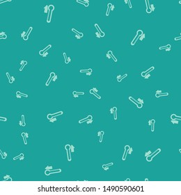 Green Thermometer icon isolated seamless pattern on green background.  Vector Illustration