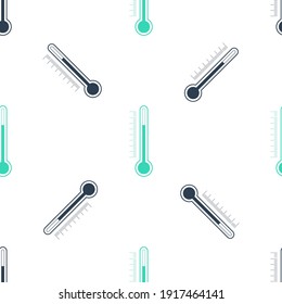 Green Thermometer icon isolated seamless pattern on white background. Vector.