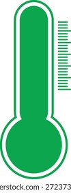 Icono de termómetro verde con líneas sobre fondo transparente