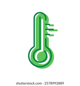 Green Thermometer Medicine Tool Icon. Temperature Measurement Instrument in Celsius or Fahrenheit Pictogram. Editable Stroke. Isolated Vector Illustration.