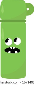 Grüne Thermoskannen, Illustration, Vektorillustration auf weißem Hintergrund.