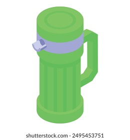 Green thermos with a safety lock, keeping your drinks warm on a cold day or cold during summer