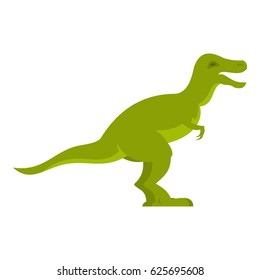 Green theropod dinosaur icon flat isolated on white background vector illustration