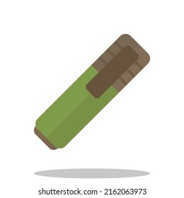 Green Thick Felt Pen. Green Thick Marker, Colored Icon, Vector Illustration

