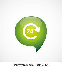 green think bubble 24 hours service icon