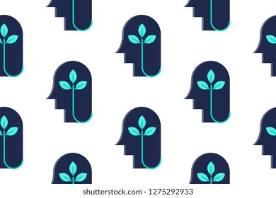 Green think icon in flat style isolated on white background.  Seamless pattern stock vector illustration
