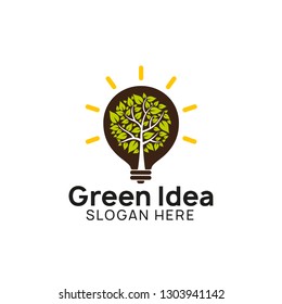green think idea logo design template. bulb icon symbol designs