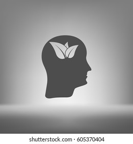 Green thinking head icon vector, solid illustration, pictogram isolated
