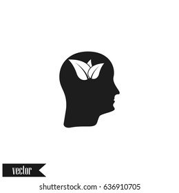 Green thinking head icon vector, solid illustration, pictogram isolated