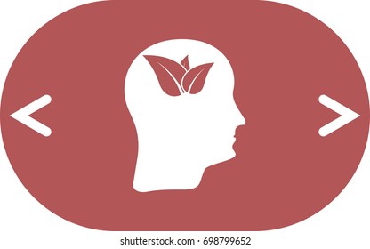 Green thinking head icon vector, solid illustration, pictogram isolated