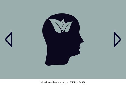 Green thinking head icon vector, solid illustration, pictogram isolated