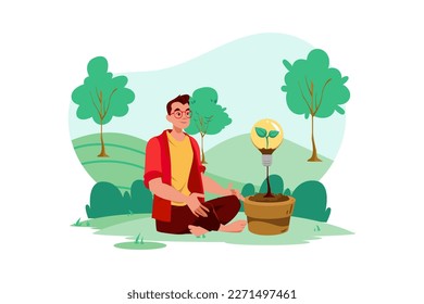 Green Thinking Illustration concept on white background