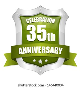 Green thirty five year anniversary seal