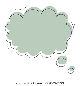Grüne Denkblümchen-Illustration. handgezeichnete farbige Comics-Illustration