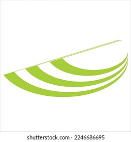 Diseño de logotipo de tres líneas curvas verdes