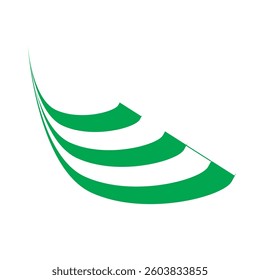 green three curved lines logo design