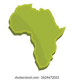 Green three dimensional map of the continent of africa showing borders of countries